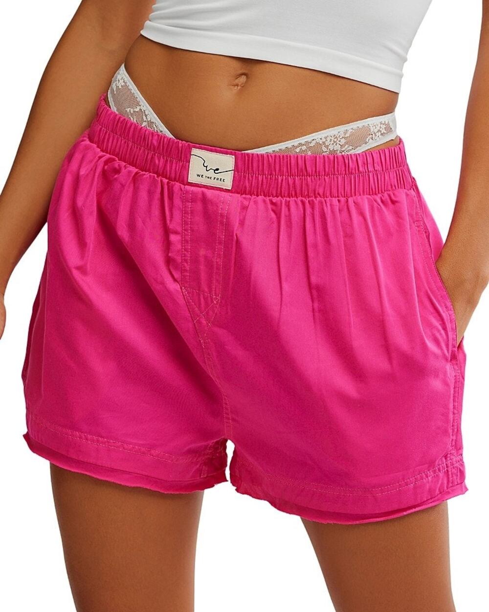 Free People Day to Day Solid Boxers Women's Pajama Sets Pink Peacock : XS NWT